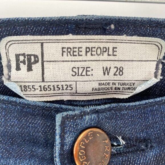 Free People Reagan Womens Skinny Jeans Exposed Button Fly‎ Cropped Raw Hem 28 - Picture 4 of 9